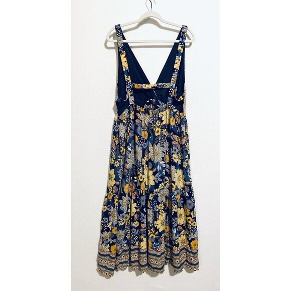 Angie Dress Womens 2X Boho Tropical Floral Tiered Maxi Strappy Hippie Beachy - Picture 4 of 6